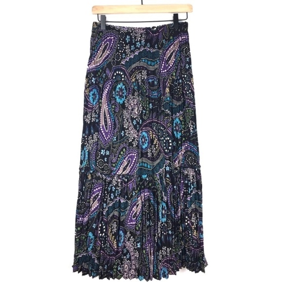 NYC DESIGN CO Skirt Maxi Paisley Peasant Glitter Whimsigoth Accordion Medium - Picture 8 of 8